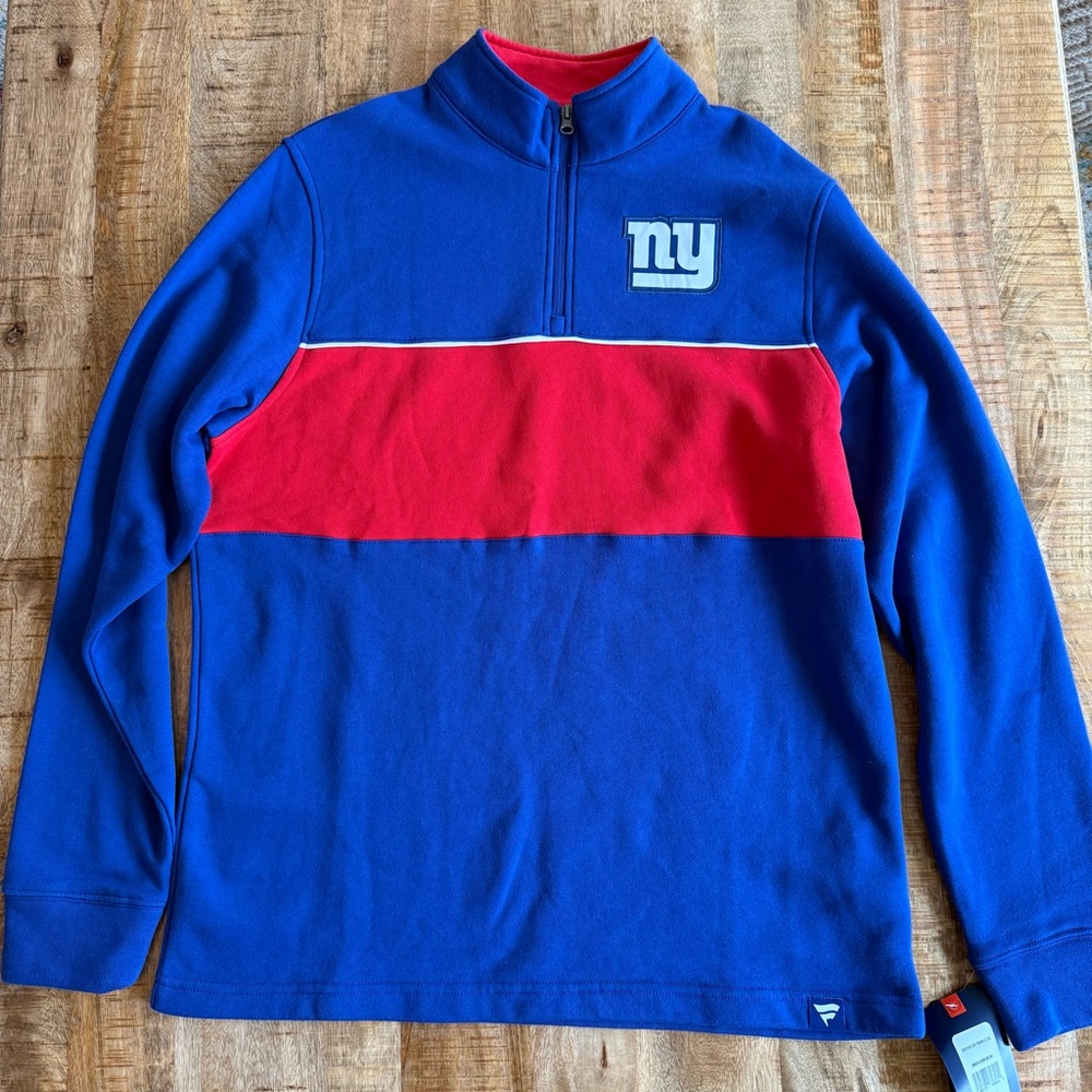 NWT New York Giants NY Fanatics - Quarter Zip Pullover Red Blue Size Large NFL